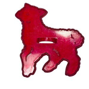 Vintage HRM Design Red Plastic Cookie Cutter Lamb Christmas Spring Easter Farm